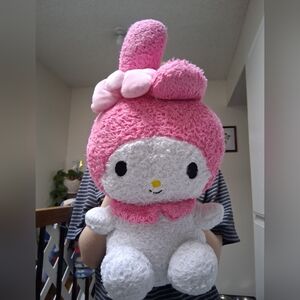 Adorable Hello Kitty My Melody Plush Pink and White 16 X 10 Excellent Condition